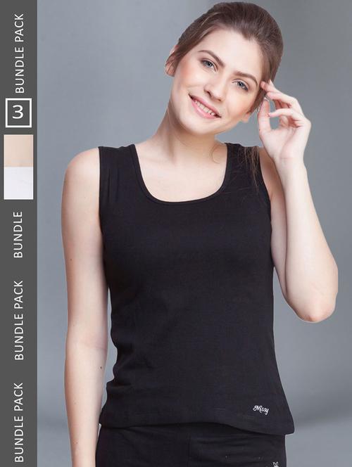 women pack of 3 solid cotton camisole - 21595739 - Very Small Image - 1