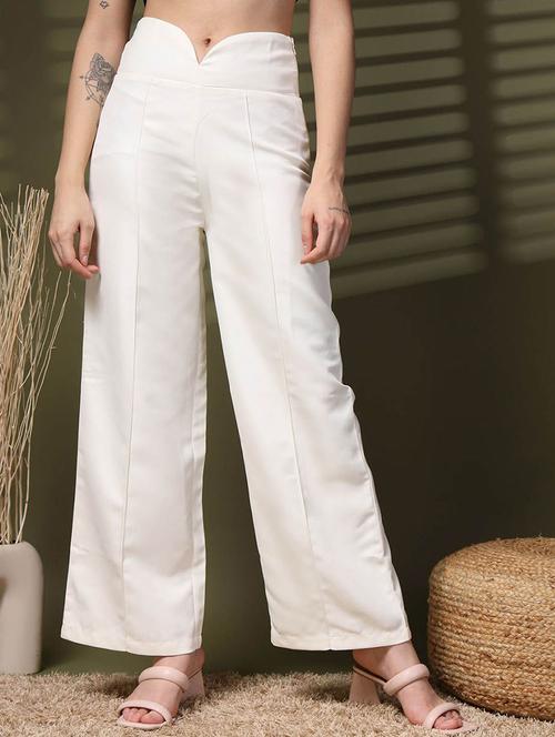 women mid-rise solid wide leg trouser - 21595942 - Very Small Image - 1