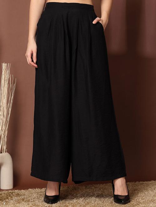 women mid-rise solid wide leg trouser - 21595956 - Very Small Image - 1