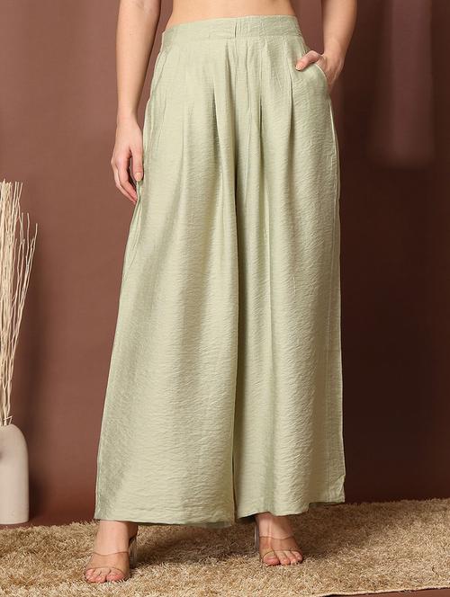 women mid-rise solid wide leg trouser - 21595958 - Very Small Image - 1