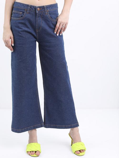 women solid mid rise wide leg jean - 21596298 - Very Small Image - 1