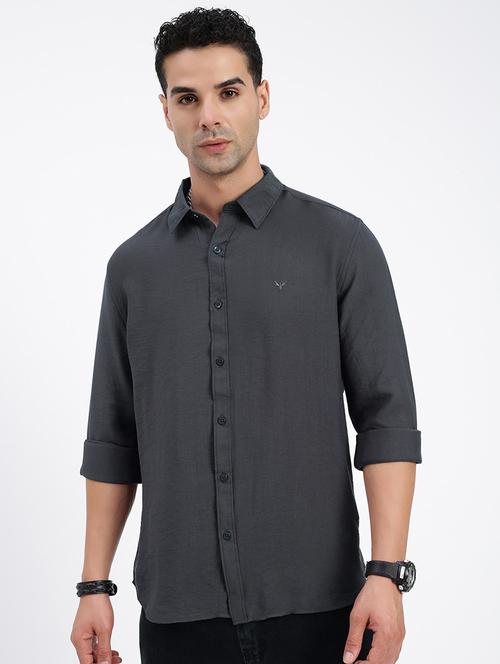 men regular fit solid long sleeve casual shirt - 21597564 - Very Small Image - 1