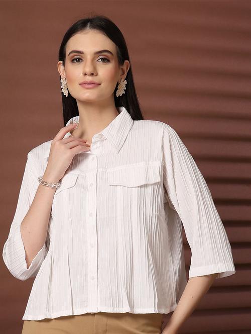 women white solid regular top - 21597852 - Very Small Image - 1