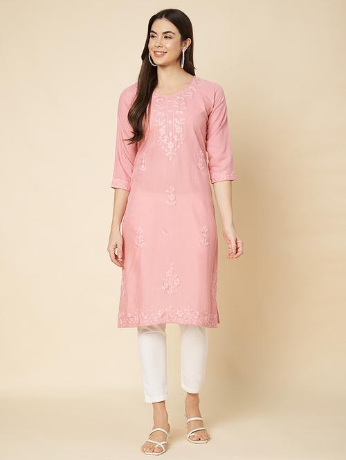 women embroidered three quarter sleeve straight kurta - 21598227 - Very Small Image - 1