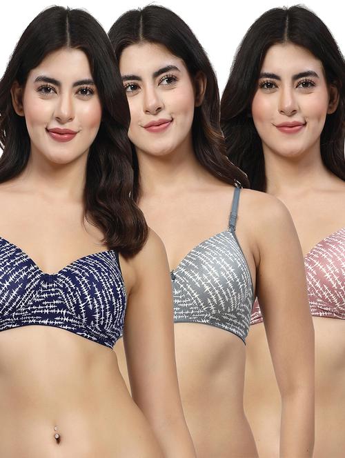 women pack of 3 printed full coverage bra combo - 21598275 - Very Small Image - 1