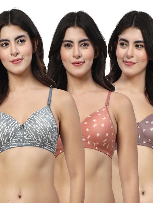 women pack of 3 printed full coverage bra combo - 21598282 - Very Small Image - 1