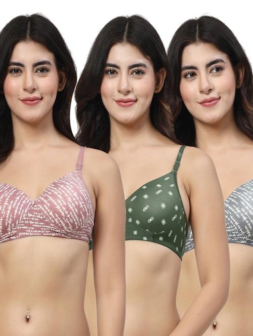 women pack of 3 printed full coverage bra combo - 21598289 - Very Small Image - 1