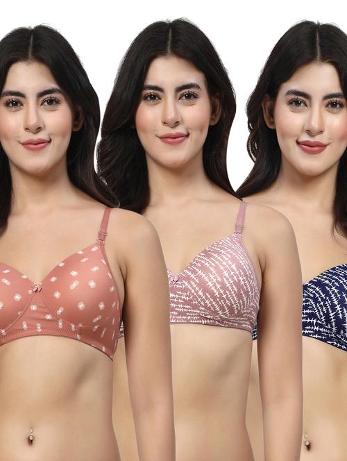 women pack of 3 printed full coverage bra combo - 21598292 - Very Small Image - 1