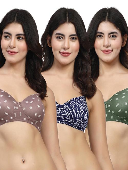 women pack of 3 printed full coverage bra combo - 21598295 - Very Small Image - 1