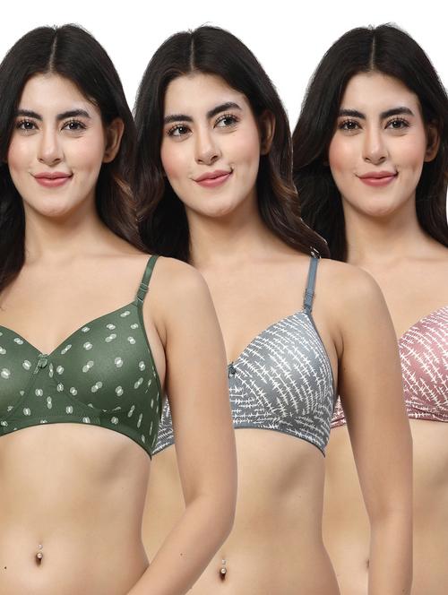 women pack of 3 printed full coverage bra combo - 21598301 - Very Small Image - 1