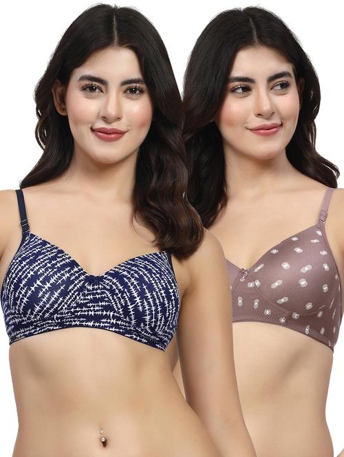women pack of 2 printed full coverage bra combo - 21598308 - Very Small Image - 1