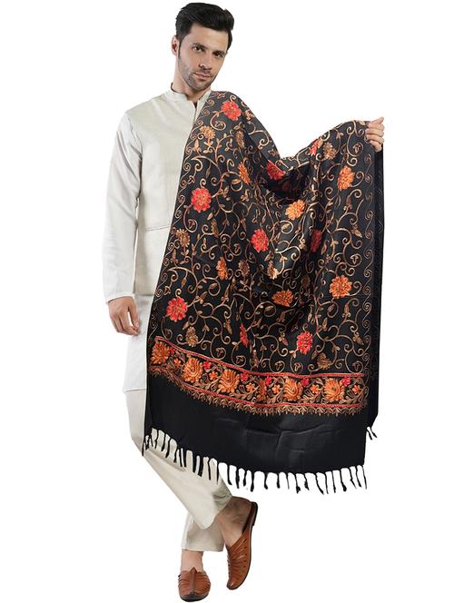 elegant men's shawl with floral embroidery - 21598668 - Very Small Image - 1