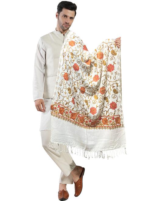 elegant men's shawl with floral embroidery - 21598671 - Very Small Image - 1