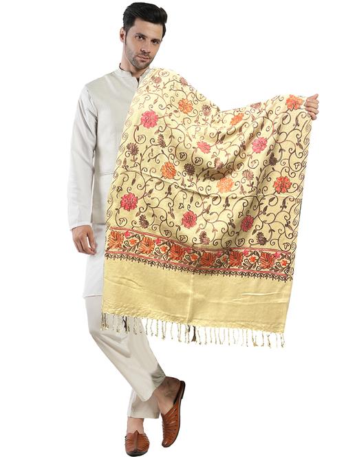 elegant men's shawl with floral embroidery - 21598673 - Very Small Image - 1