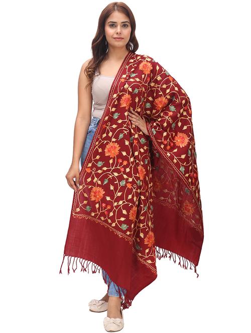 elegant women's shawl with floral embroidery - 21598769 - Very Small Image - 1