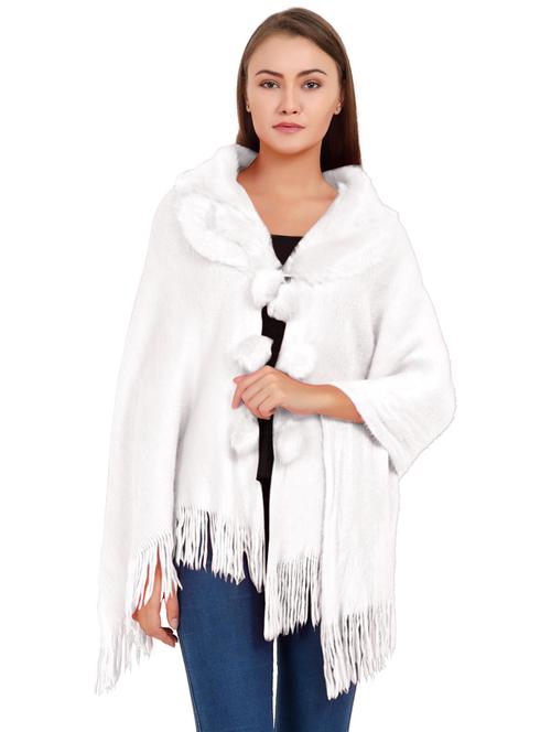 women solid woolen shawl with fringes - 21598805 - Very Small Image - 1