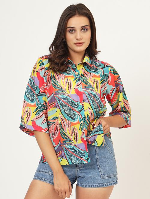 women printed collared relaxed fit shirt - 21599547 - Very Small Image - 1