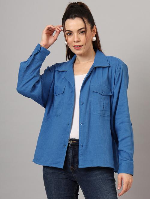 women solid regular fit long sleeve shirt - 21599554 - Very Small Image - 1