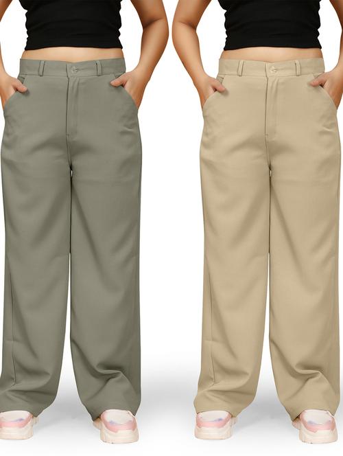 women pack of 2 solid trousers - 21600541 - Very Small Image - 1