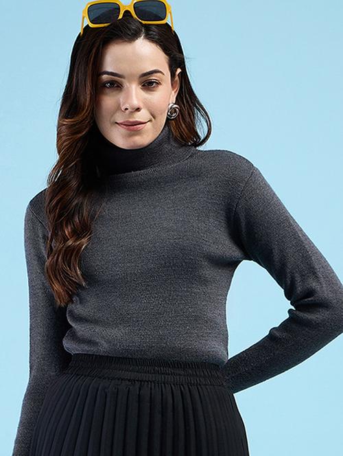 women solid long sleeve pullover - 21600678 - Very Small Image - 1