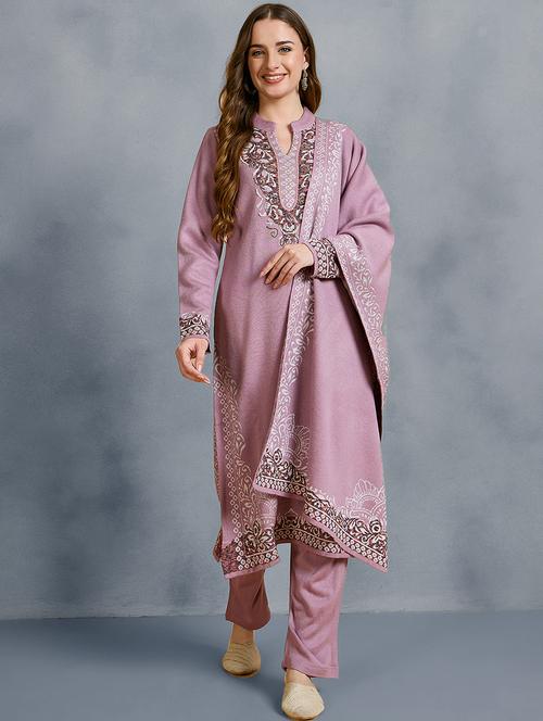 women lavender self design suit set - 21600713 - Very Small Image - 1