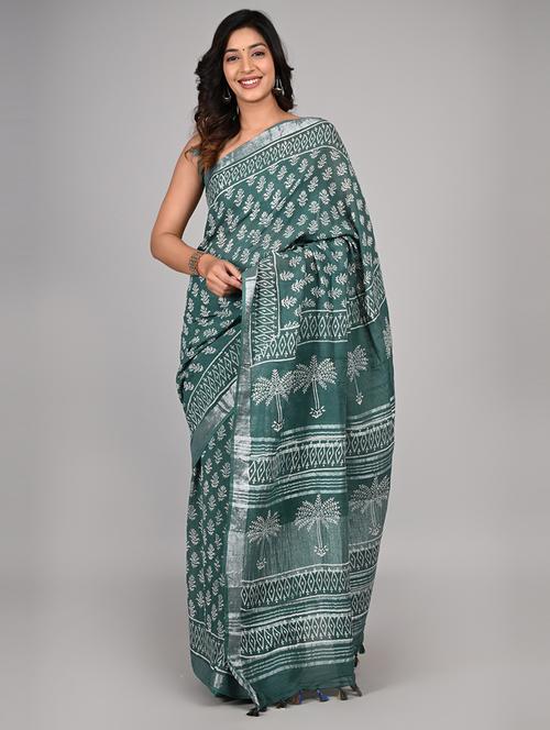 women green floral printed saree - 21600987 - Very Small Image - 1