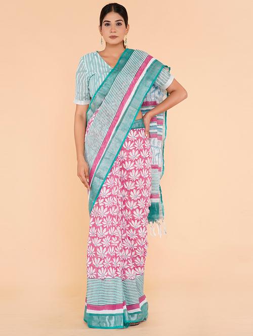 women printed handloom saree - 21601011 - Very Small Image - 1