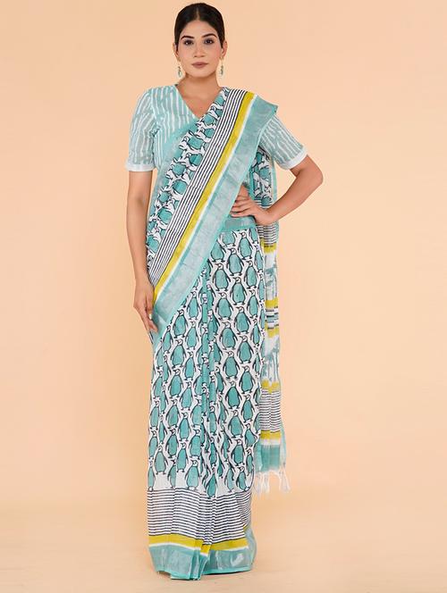 women white printed saree - 21601012 - Very Small Image - 1