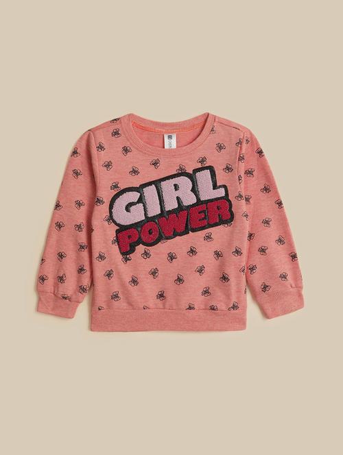 kids peach printed front print sweatshirt - 21601041 - Very Small Image - 1