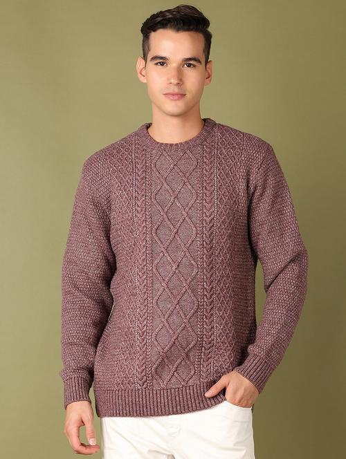 men long sleeves self design pullover - 21601090 - Very Small Image - 1