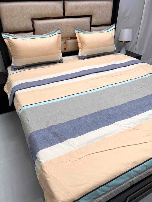 printed tc fitted king-sized bedsheet with 2 pillow covers - 21601505 - Very Small Image - 1