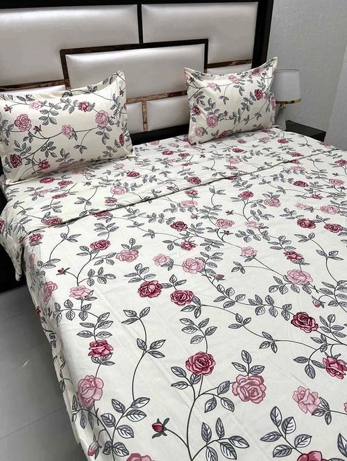 printed tc fitted king-sized bedsheet with 2 pillow covers - 21601565 - Very Small Image - 1