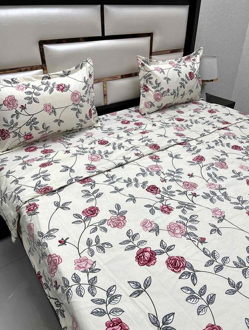printed tc fitted king-sized bedsheet with 2 pillow covers - 21601580 - Very Small Image - 1