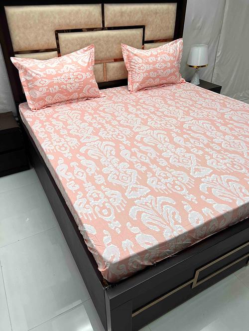 printed tc fitted king-sized bedsheet with 2 pillow covers - 21601659 - Very Small Image - 1