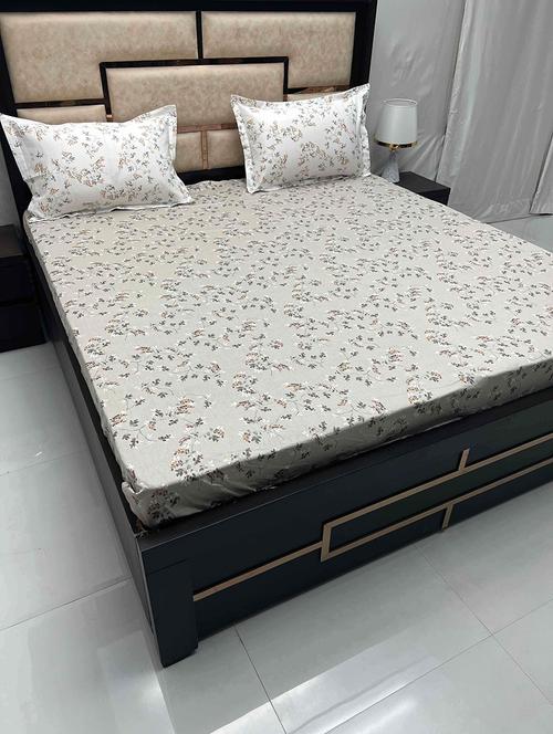 printed tc fitted king-sized bedsheet with elastic and 2 pillow covers - 21601672 - Very Small Image - 1