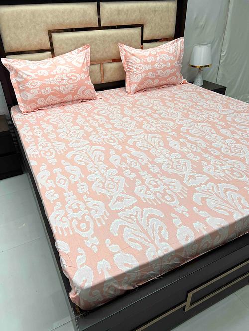 printed tc fitted king-sized bedsheet with elastic and 2 pillow covers - 21601806 - Very Small Image - 1
