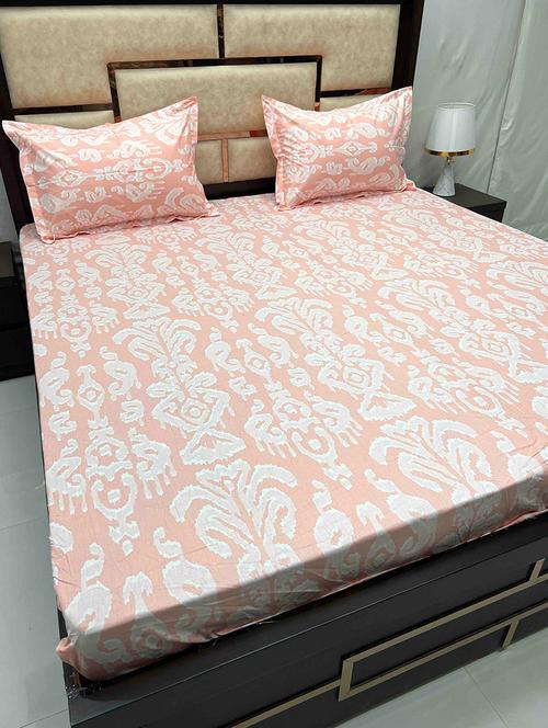 printed tc fitted king-sized bedsheet with elastic and 2 pillow covers - 21601828 - Very Small Image - 1