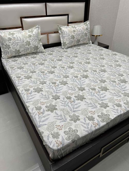 printed tc fitted king-sized bedsheet with elastic and 2 pillow covers - 21601870 - Very Small Image - 1