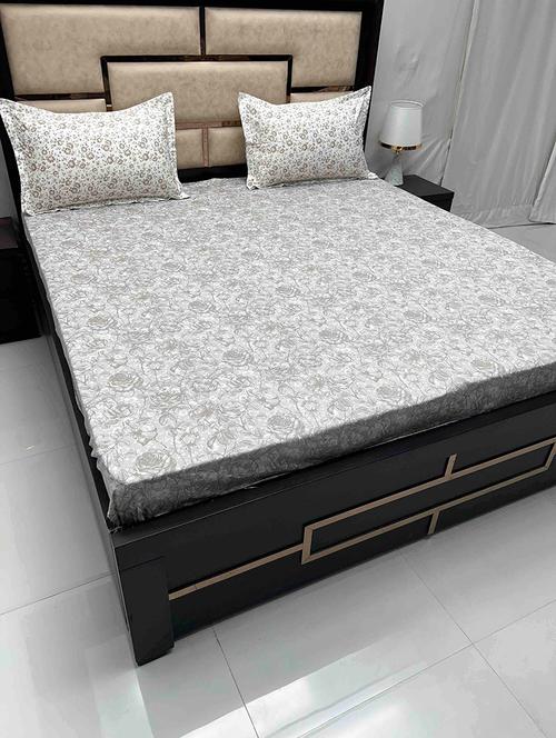 printed tc fitted king-sized bedsheet with 2 pillow cover - 21602065 - Very Small Image - 1