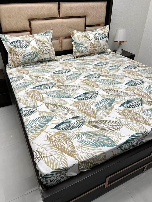 printed tc fitted king-sized bedsheet with 2 pillow covers - 21602139 - Very Small Image - 1