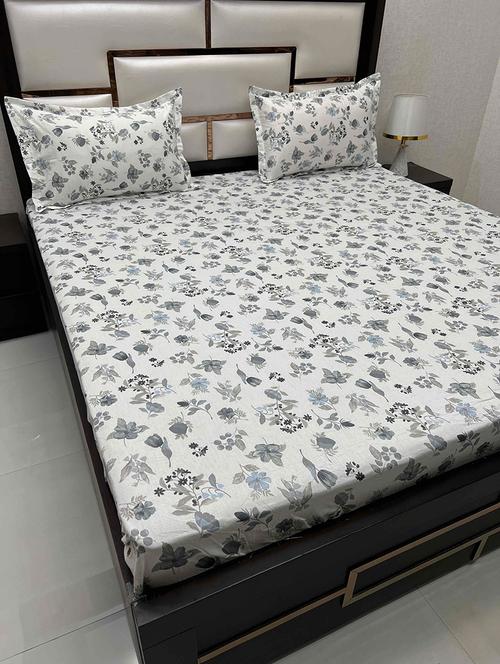 printed tc fitted king-sized bedsheet with 2 pillow covers - 21602322 - Very Small Image - 1