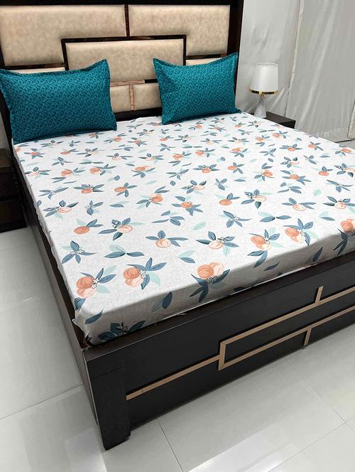 printed tc fitted king-sized bedsheet with 2 pillow covers - 21602378 - Very Small Image - 1