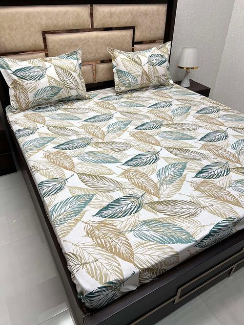 printed tc fitted king-sized bedsheet with 2 pillow covers - 21602406 - Very Small Image - 1