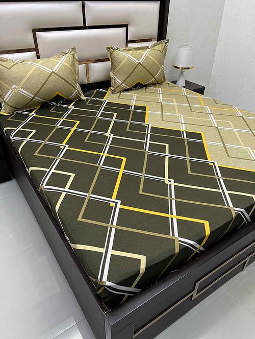 printed tc fitted king-sized bedsheet with 2 pillow covers - 21602532 - Very Small Image - 1