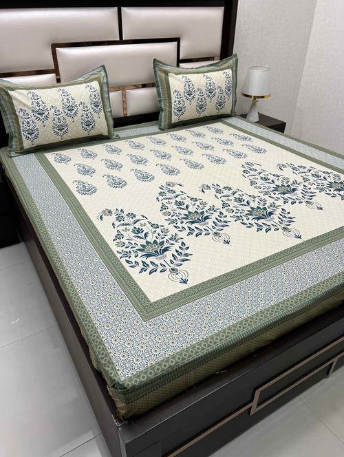 printed tc fitted king-sized bedsheet with 2 pillow covers - 21602705 - Very Small Image - 1