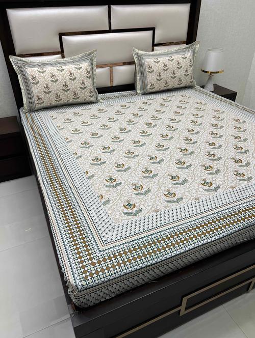 printed tc fitted king-sized bedsheet with 2 pillow covers - 21602820 - Very Small Image - 1