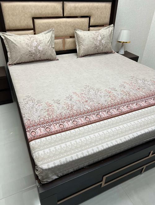 printed tc fitted king-sized bedsheet with 2 pillow covers - 21602840 - Very Small Image - 1