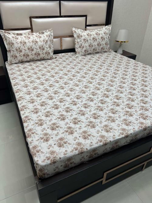 printed tc fitted king-sized bedsheet with 2 pillow covers - 21603085 - Very Small Image - 1