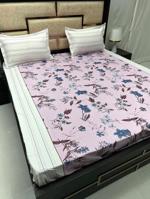 printed tc fitted king-sized bedsheet with 2 pillow covers - 21603090 - Very Small Image - 1