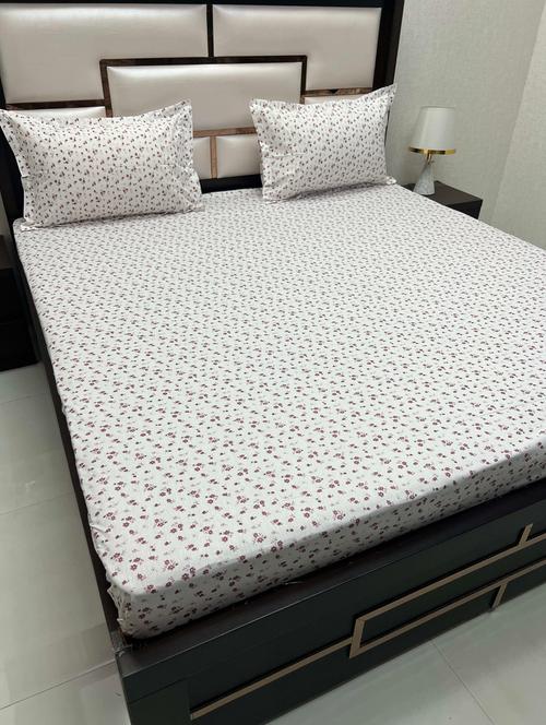 printed tc fitted king-sized bedsheet with 2 pillow covers - 21603111 - Very Small Image - 1